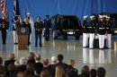 U.S. President Obama and Secretary of State Clinton participate in a transfer ceremony of the remains of U.S. Ambassador to Libya, Chris Stevens and three other Americans killed this week in Benghazi, at Andrews Air Force Base near Washington