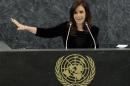 Argentina's President Cristina Fernandez addresses the 68th United Nations General Assembly at UN headquarters in New York