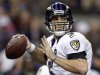 FILE - In this Feb. 3, 2013, file phot, Baltimore Ravens quarterback Joe Flacco (5) looks to throw a pass during the first half of the NFL Super Bowl XLVII football game against the San Francisco 49ers in New Orleans. A person with knowledge of the deal tells The Associated Press that Flacco has agreed on a new contract with the Ravens. The person spoke on condition of anonymity on Friday, March 1, 2013, because the agreement has not officially been announced. Terms of the deal were not immediately available. (AP Photo/Evan Vucci, FIle)