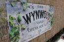 The sign for Wynwood Yard is seen in the Wynwood arts district of Miami