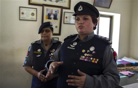Pakistani Police Inspector Shazadi Gillani speaks during an interview with Reuters at a police station in Abbottabad September 18, 2013. REUTERS/Zohra Bensemra