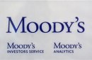 The logo of credit rating agency Moody's Investor Services is seen outside the office in Paris