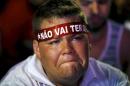 File photo of a supporter of President Dilma Rousseff reacting while watching the impeachment voting in Brasilia