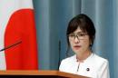 Inada speaks at a news conference at Prime Minister Shinzo Abe's official residence in Tokyo