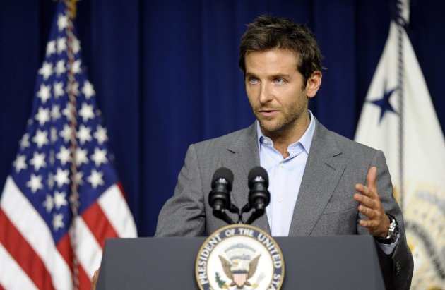 Actor Bradley Cooper speaks at the closing session of the National Conference on Mental Health, Monday, June 3, 2013, in the South Court Auditorium on the White House complex in Washington. The conference is part of the Administration’s effort to launch a national conversation to increase understanding and awareness of mental health. (AP Photo/Susan Walsh)