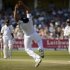 West Indies' Chanderpaul hits the ball past England's Bresnan during the second cricket test match against England at Trent Bridge cricket ground in Nottingham