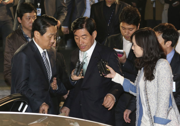 <p> In this photo taken on Tuesday, April 30, 2013, former National Intelligence Service director Won Sei-hoon, center, leaves Supreme Prosecutors' Office after being summoned, in Seoul, South Korea. The scandal shaking up South Korea’s main spy agency is not cloak-and-dagger stuff, but the kind of low-grade trickery anyone with an Internet connection could pull off. And the target was not Seoul’s opaque rival to the north, but the country’s own people. Internet postings ostensibly from ordinary South Koreas, but actually from National Intelligence Service agents, allegedly boosted President Park Geun-hye while she was running for the job as the ruling party’s nominee. She was reportedly dubbed “the best,” while her opponent, in a play on his name, was called “criminal.” (AP Photo/Yonhap, Im Hun-jung) KOREA OUT