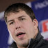 FILE - In this Jan. 12, 2012 file photo, New York Giants guard David Diehl talks to the media in East Rutherford, N.J. Diehl was arrested Sunday, June 10, 2012 for driving while intoxicated in the Queens section of New York. (AP Photo/Julio Cortez, File)