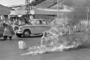 FILE - In this June 11, 1963, file photo, Thich Quang Duc, a Buddhist monk, sets himself on fire and burns to death at a highway intersection in Saigon, Vietnam. Forty years after the war ended, "Vietnam: The Real War," a collection of 58 photographs taken by the AP opens to the public Friday, June 12, 2015, in Hanoi, Vietnam. (AP Photo/Malcolm Browne, File)