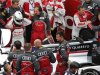 Drivers of Audi R18 E-Tron Quattro Allan McNish and Tom Kristensen before the Le Mans 24-hour sportscar race