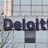The Deloitte Company logo is seen on a commercial tower at Gurgaon, on the outskirts of New Delhi