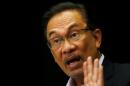 Malaysia's opposition leader Anwar Ibrahim speaks to the media in Kuala Lumpur