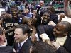 Wichita State players and coaches celebrate a 76-70 win over Gonzaga during a third-round game in the NCAA men's college basketball tournament in Salt Lake City on Saturday, March 23, 2013. (AP Photo/George Frey)