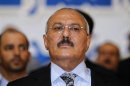 Yemen's former President Ali Abdullah Saleh attends a ceremony marking the 30th anniversary of General People's Congress party in Sanaa