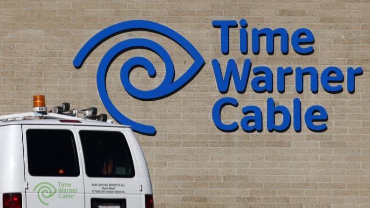 A cable truck returns to a Time Warner Cable office in San Diego, California
