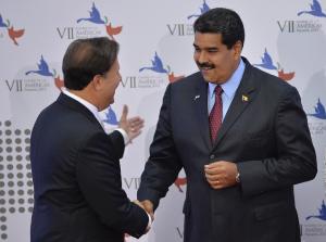 Venezuelan President Nicolas Maduro (R) is welcomed&nbsp;&hellip;