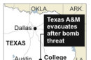 Texas A&M evacuates its campus after receiving a campus-wide bomb threat;