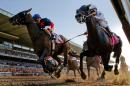 Tonalist, left, with Joel Rosario up edges out Commissioner with Javier Castellano up to win the 146th running of the Belmont Stakes horse race, Saturday, June 7, 2014, in Elmont, N.Y. (AP Photo/Matt Slocum)