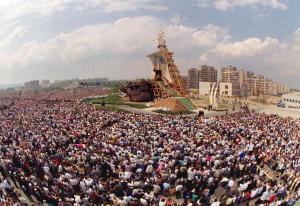 People gather on June 12, 1987 in front of a huge altar&nbsp;&hellip;