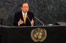 Ban Ki-moon speaks at the opening of the UN General Assembly in New York, on September 24, 2013