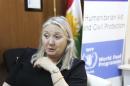 United Nations World Food Programme country director in Iraq Jane Pearce speaks during an interview at the United Nations office in Erbil Iraq