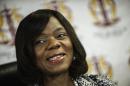 South African Public Protector Thuli Mandosela gives a press briefing at the Public Protector's office on August 28, 2014 in Pretoria