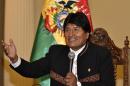 Bolivian President Evo Morales answers questions from the press at Quemado palace in La Paz on February 22, 2016