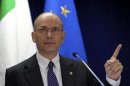 Italy's Prime Minister Letta addresses a news conference during a European Union leaders summit in Brussels
