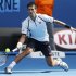 Novak Djokovic of Serbia hits a return to Radek Stepanek of Czech Republic during their men's singles match at the Australian Open tennis tournament in Melbourne