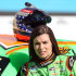 Driver Danica Patrick looks toward a competitor's time displayed after qualifying for the NASACAR Nationwide Series auto race Saturday, Nov. 10, 2012, at Phoenix International Raceway in Avondale, Ariz.(AP Photo/Paul Connors)