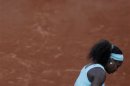 Williams of the U.S. reacts during her match against Razzano of France during the French Open tennis tournament at the Roland Garros stadium in Paris