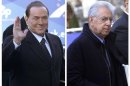 Il leader del Pdl Silvio Berlusconi e il premier uscente Mario Monti