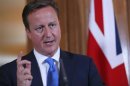 Britain's Prime Minister David Cameron answers a question during a joint news conference with Italy's Prime Minister Enrico Letta in 10 Downing Street in central London