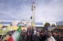 Iranian-made Emad missile is displayed during a ceremony marking the 37th anniversary of the Islamic Revolution, in Tehran