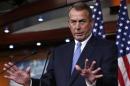 U.S. House Speaker Boehner gestures as he speaks at a news conference on Capitol Hill in Washington