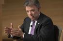 Colombian President Juan Manuel Santos speaks about the current situation in Colombia at the Ronald Reagan Building in Washington, DC, February 3, 2016
