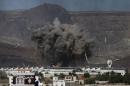 An air strike hits a military site controlled by the Houthi group in Yemen's capital Sanaa
