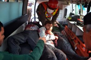 Pakistani rescue workers take out students from an&nbsp;&hellip;