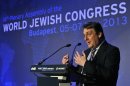 British journalist Robin Shepherd delivers his speech during the 14th Plenary Assembly of the World Jewish Congress in Budapest, Hungary, Tuesday, May 7, 2013. (AP Photo/MTI, Lajos Soos)