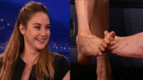 Conan & Shailene Woodley's bizarre barefoot 'hand'shake