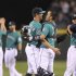 Six Seattle pitchers combined on a no-hitter as the Mariners held on for a 1-0 victory over the Los Angeles Dodgers