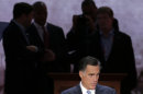 Republican presidential nominee Mitt Romney looks over the podium position during a sound check at the Republican National Convention in Tampa, Fla., on Thursday, Aug. 30, 2012. (AP Photo/J. Scott Applewhite)