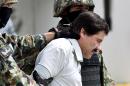 Mexican drug trafficker Joaquin Guzman Loera aka "el Chapo Guzman" escorted by marines in Mexico City