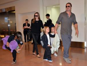 US film stars Brad Pitt (R) and Angelina Jolie (2nd&nbsp;&hellip;