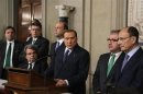 Silvio Berlusconi e Roberto Maroni al Quirinale dopo la consultazione col capo dello Stato Giorgio Napolitano