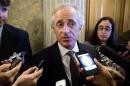 Senator Bob Corker (R-TN) speaks to reporters during the 14th day of the partial government shut