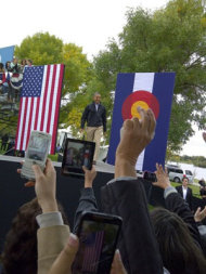 Obama holds a rally in Denver on Oct. 4, 2012. (Linda Jackson)