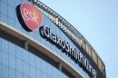 A GlaxoSmithKline logo is seen outside one of its buildings in west London, ahead of company results