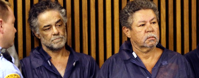 Onil Castro, left, Pedro Castro, center, and Ariel Castro, right, wait for their arraignment at Cleveland Municipal Court in Cleveland, Ohio, Thursday, May 9, 2013. (AP Photo/David Duprey)
